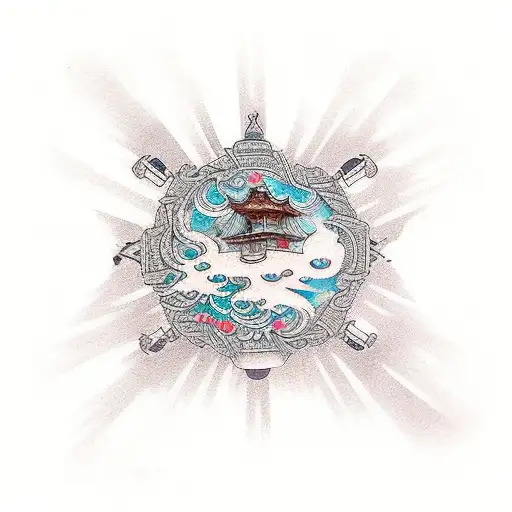 upside - down room, dripping tap, mirrors  tattoo design idea