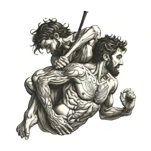The adam creation of miguel angel, this tatto is on a man's back tattoo design idea