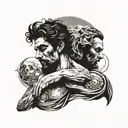 The adam creation of miguel angel, this tatto is on a man's back tattoo design idea
