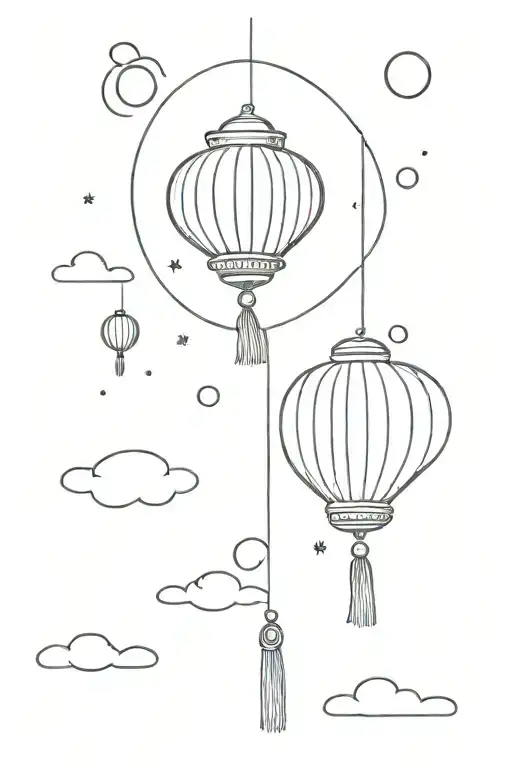 Chinese lantern floating in the sky tattoo design idea