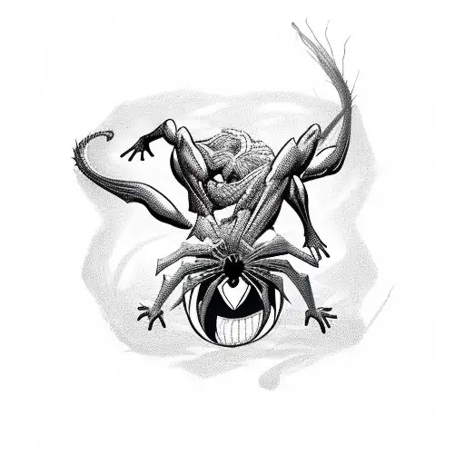Cartoon version of Spiderman battling Venom tattoo design idea