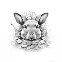 conejo con flores  tattoo design idea