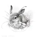 conejo con flores  tattoo design idea