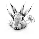 conejo con flores  tattoo design idea