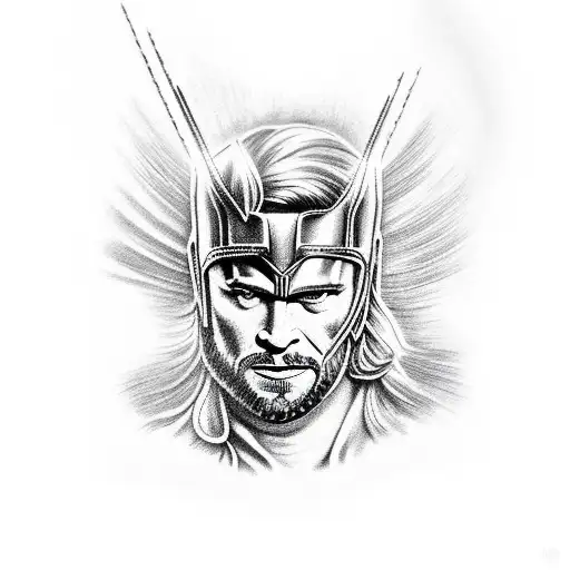 Thor's full hammer and floral design around tattoo design idea