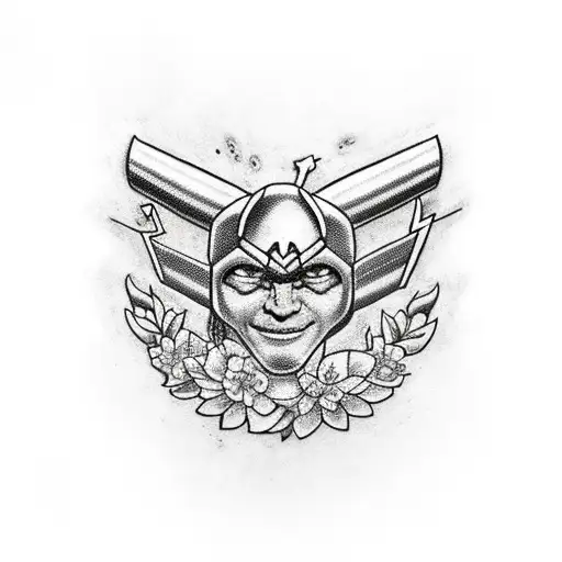 Thor's hammer and floral design around tattoo design idea