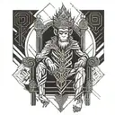 monkey king sitting on a throne tattoo design idea
