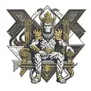 monkey king sitting on a throne tattoo design idea