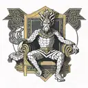 monkey king sitting on a throne tattoo design idea