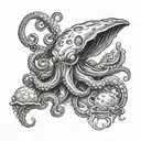Aliens, octopus, pizza, ice cream tattoo design idea