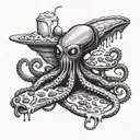 Aliens, octopus, pizza, ice cream tattoo design idea