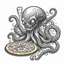 Aliens, octopus, pizza, ice cream tattoo design idea