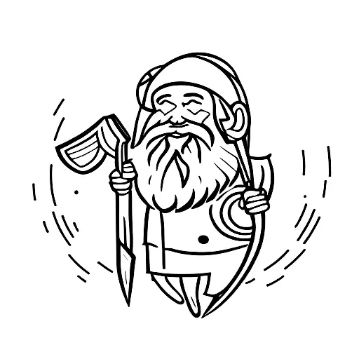 Dwarf beard with a hammer and pickaxe  crossed in the front tattoo design idea