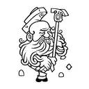 Dwarf beard with a hammer and pickaxe  crossed in the front tattoo design idea