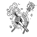 Dwarf beard with a hammer and pickaxe  crossed in the front tattoo design idea
