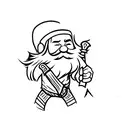 Dwarf beard with a hammer and pickaxe  crossed in the front tattoo design idea