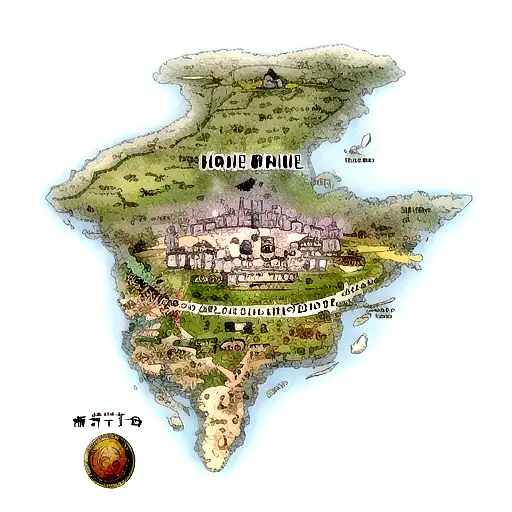 Home location on antique map tattoo design idea