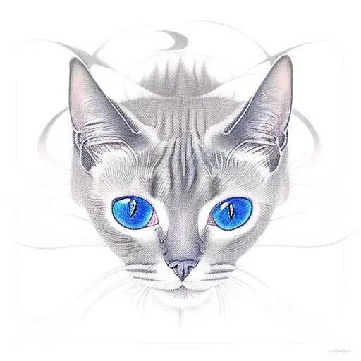 siamese cat with kaganama waves tattoo design idea