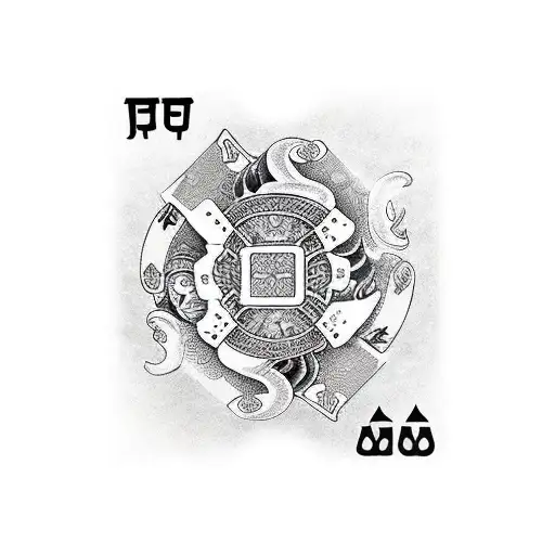 dices and cards of aces tattoo design idea