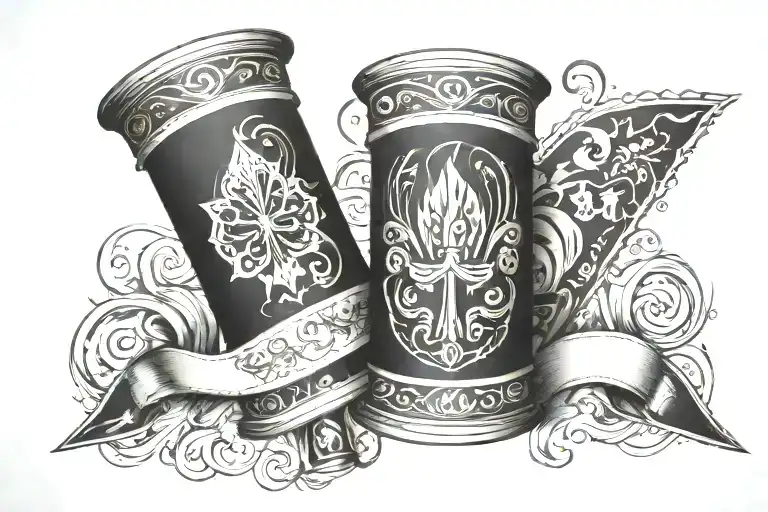 western style tattoo with gambling lightning playing cards and leather swirl type design  tattoo design idea