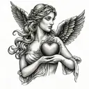 Aphrodite holding a heart tattoo design idea