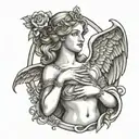 Aphrodite holding a heart tattoo design idea