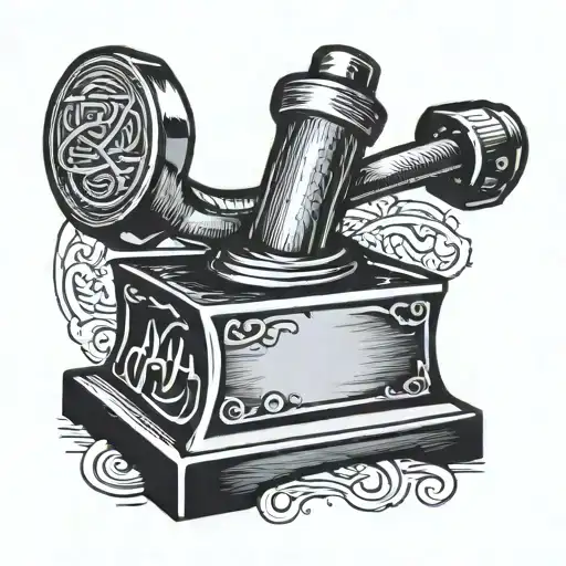 hammer hitti g anvil surronded by sparks tattoo design idea
