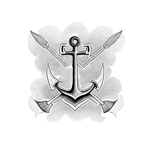A traditional style tattoo featuring an anchor surrounded by daffodils, symbolizing the stability and hope that retirement brings tattoo design idea
