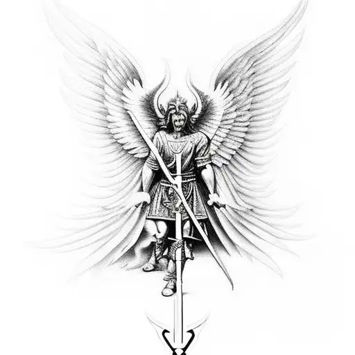st Michael archangel slaying satan tattoo design idea