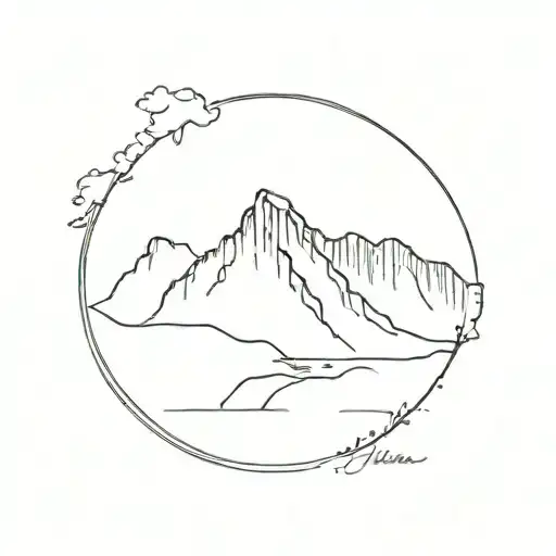 Table Mountain in South Africa arm band tattoo design idea