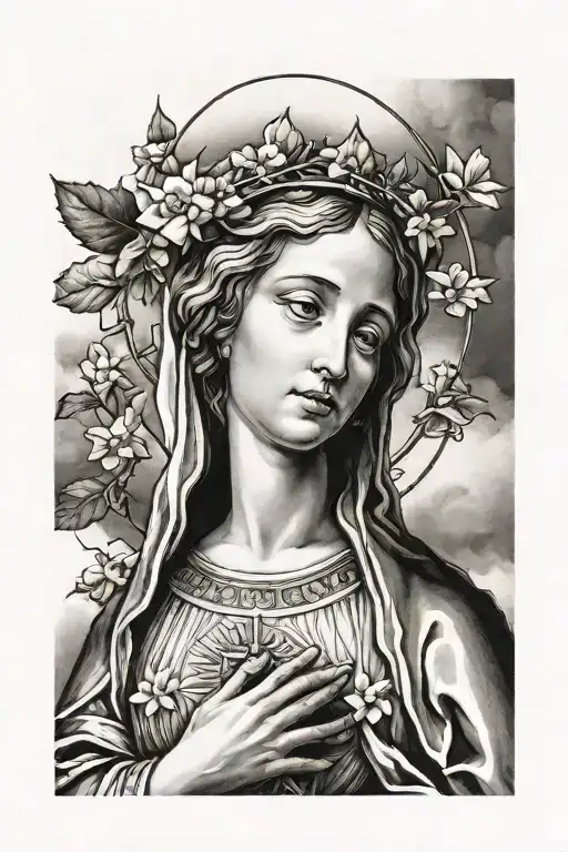 Mary immaculate conception portrayed tattoo design idea