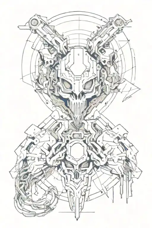 cyber sigilism tattoo design idea