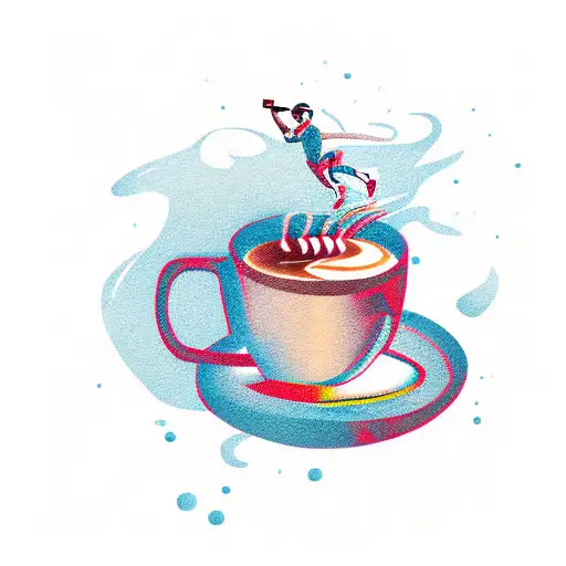 runner with coffee tattoo design idea