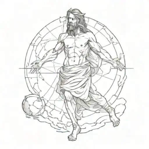 atlas carrying the world, Jesus Christ walking tattoo design idea