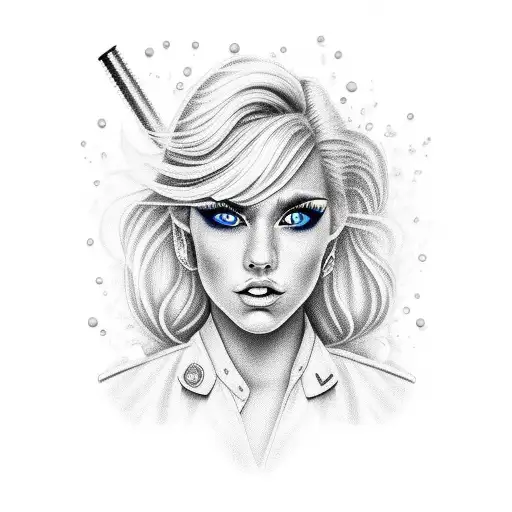 firefighter blonde girl tattoo design idea