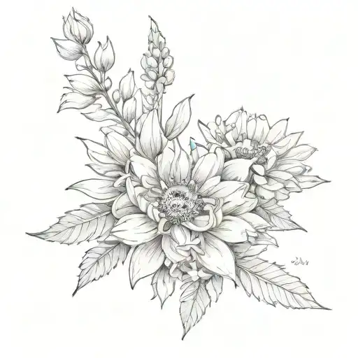 daisy and aster human spine tattoo fine line dainty tattoo design idea