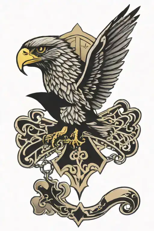 polish falcon Irish Catholic cross tattoo design idea