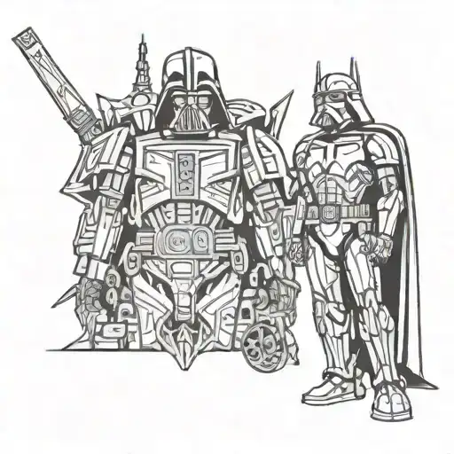 dearth Vader and Optimus prime tattoo design idea