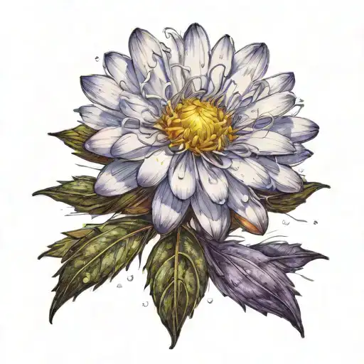 thundercloud raining aster flower tattoo design idea