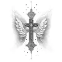 cross with wings tattoo design idea