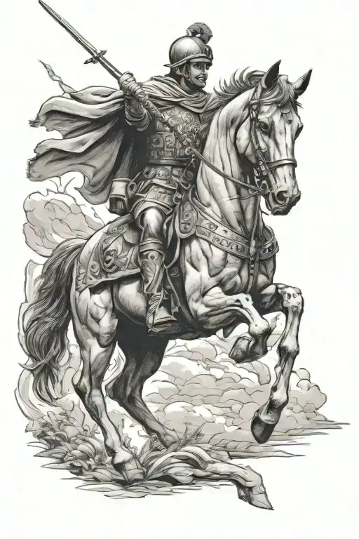 Roman soldier on a horse  tattoo design idea