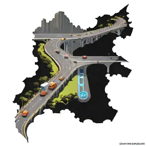 highway engineering with bright colors and anime stuff tattoo design idea