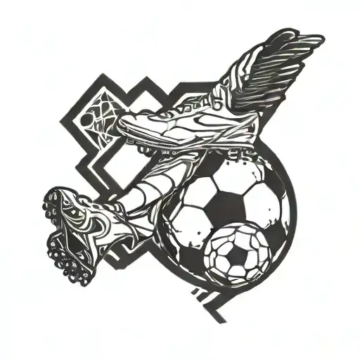 soccer player holding cleats and ball  tattoo design idea
