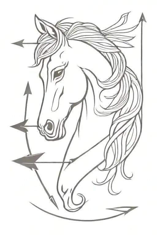 arrow horse head tattoo design idea