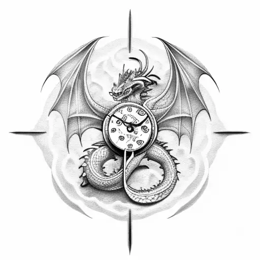 dragon + Capricorn + WORLD + sand clock tattoo design idea