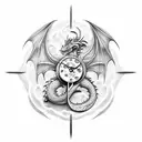dragon + Capricorn + WORLD + sand clock tattoo design idea