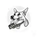 dog head breaking out of muzzle with chain frame and the words some mutts can't be muzzled written somewhere  tattoo design idea