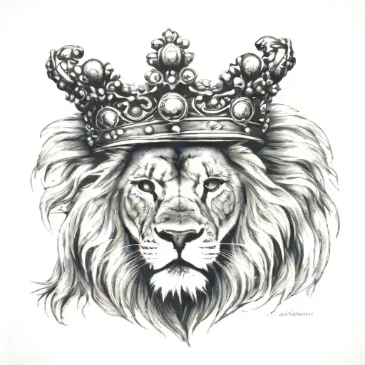 A lion on the forearm with a crown with the bibile verse Peter5:7 Matthew 6:34 tattoo design idea