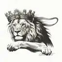 A lion on the forearm with a crown with the bibile verse Peter5:7 Matthew 6:34 tattoo design idea