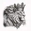 A lion on the forearm with a crown with the bibile verse Peter5:7 Matthew 6:34 tattoo design idea